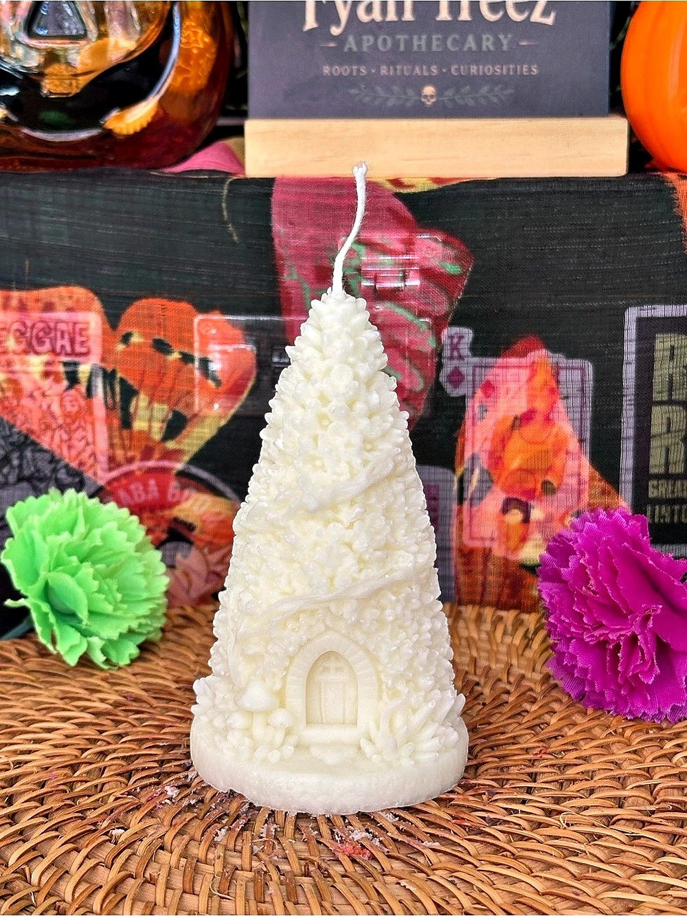 Ivory Enchanted Fairy House Candle – Woodland Cottage